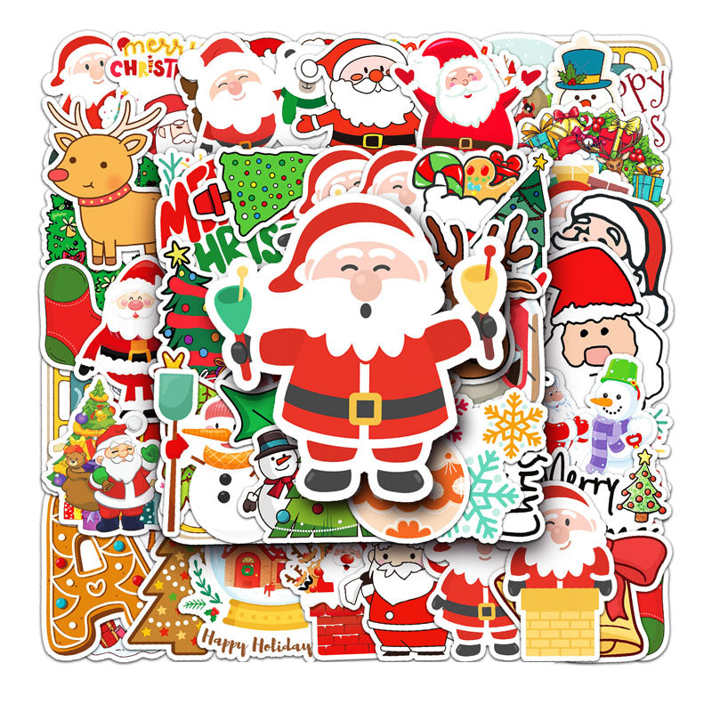 50pcs Christmas Graffiti Stickers Cartoon Holiday Stickers DIY Phone Case Laptop Stickers Waterproof