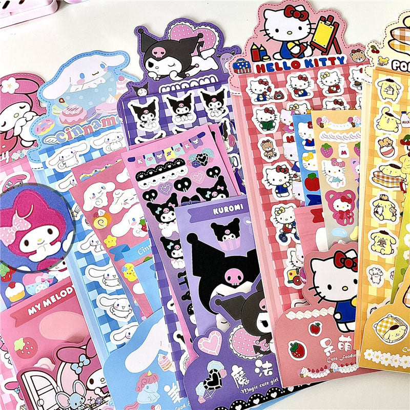 Sanrio Cute Supply Station Cartoon Anime Paper Sticker Set Diy Hand Account Decoration Material Sticker