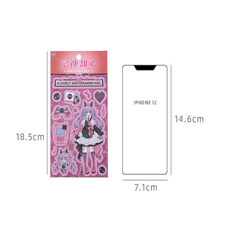 Different Dimension Calling Characters Series Cartoon Sweet Cool Girls Die-cut Handbook Stickers 2pcs into 4 Types
