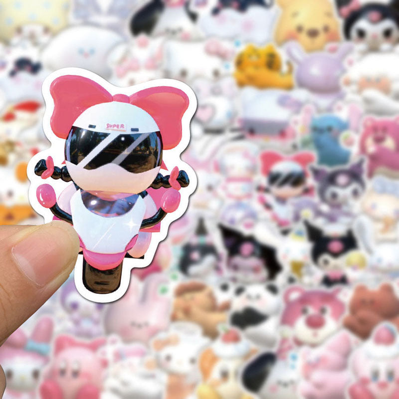 51pcs 3D Sanrio Stickers Cute Kulomi Cinnamorll Melody Kitty Cat Hand Account Waterproof