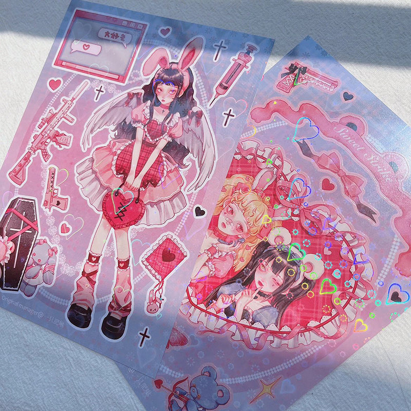 Disguised Angel Girl Stickers Goo Card Cover Hand Account Decoration Sticker
