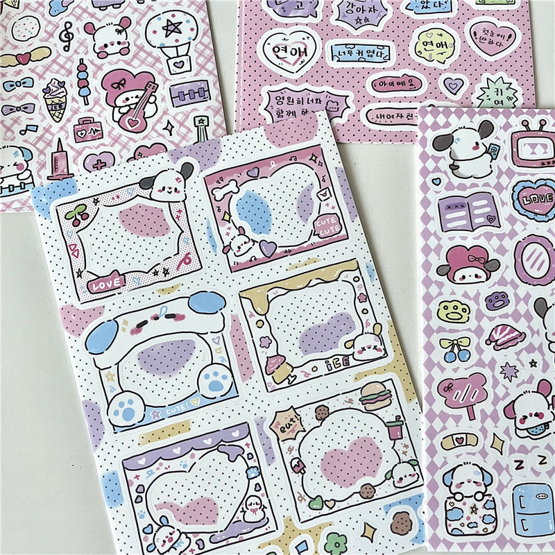 Punny hand-Painted Graffiti Style Cute Animal Puppy Dialog Korean Hand Account Sticker Small Card Decoration Material
