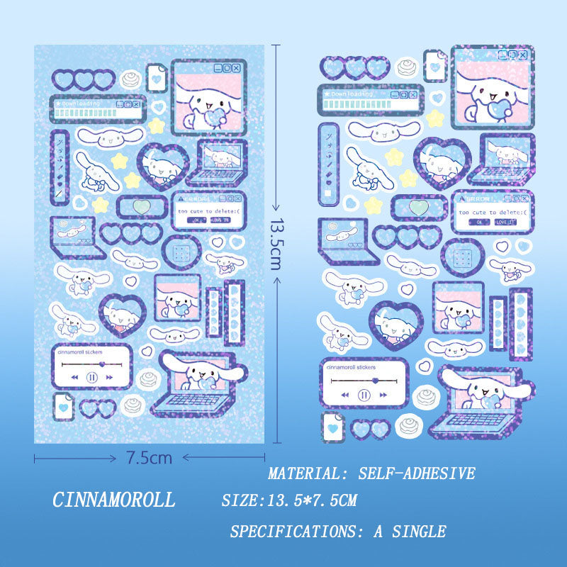 Sanrio Cinnamoroll Melody Girl Cute Domi Stickers Diy Domi Wholesale Hand Account Cartoon