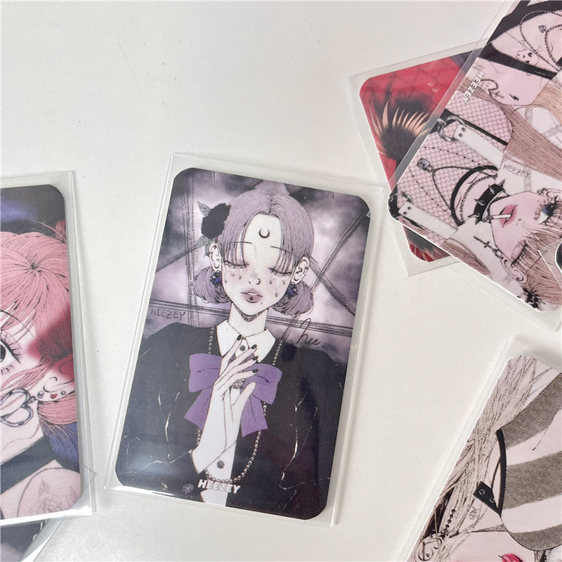 3-Inch Rounded Retro Spicy Dark Style Girl 3-Inch Small Card Hand Account Material Card Business Card