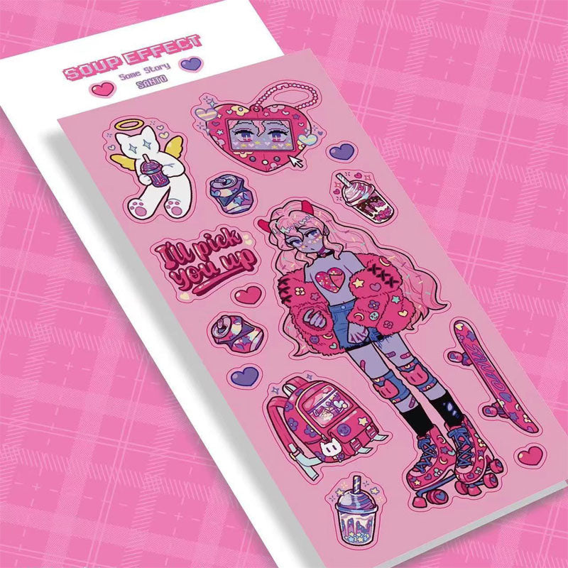 Character Goo Card Sticker Hand Account Sticker phone Case Black Hot Girl Leather Skateboard Trainee Magic Witch Girl SweetCool Retro DIY Sticker