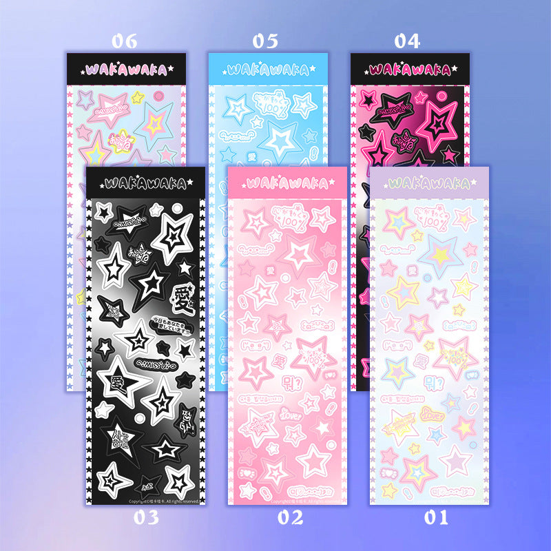 Shiny Stars Ins Stickers Cute Hand Account Gu card Y2K Stickers