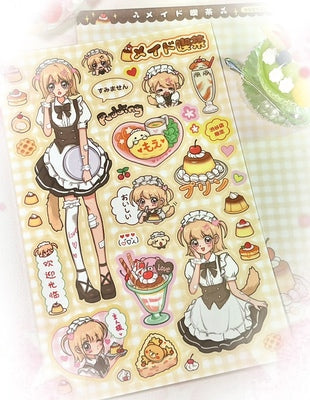 Maid Eating Tea Shop Series Stickers Gooka Cute Cartoon Sticker