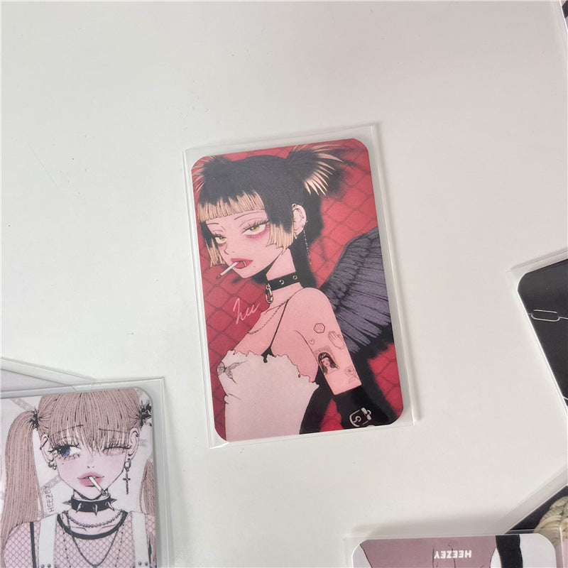 3-Inch Rounded Retro Spicy Dark Style Girl 3-Inch Small Card Hand Account Material Card Business Card