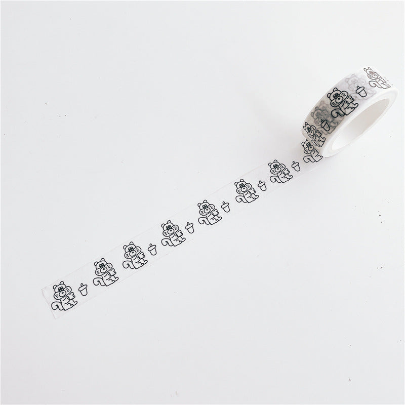Black and White Grid English Hand-Painted Style and Paper Tape Decorative Stickers DIY Hand Account Material Stickers