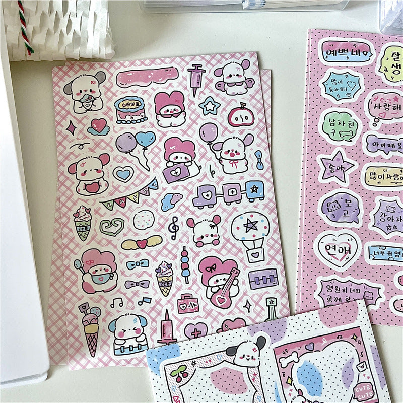 Punny hand-Painted Graffiti Style Cute Animal Puppy Dialog Korean Hand Account Sticker Small Card Decoration Material