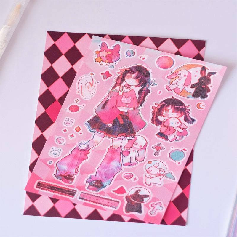 Sweet Asia Girls Goo Card Stickers Goo Box Handbook Decorative Stickers