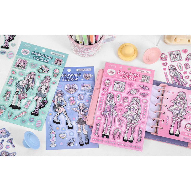 Self-Adhesive Stickers Twin Eros Series Sweet And Cool Comics Beautiful Girl Hand Account DIY Material Phone Case Stickers