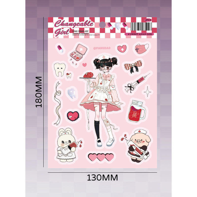 Variety Girl Series Stickers Cute Cold Girl Stickers Diy Hand Account Decoration Material Collage Stickers