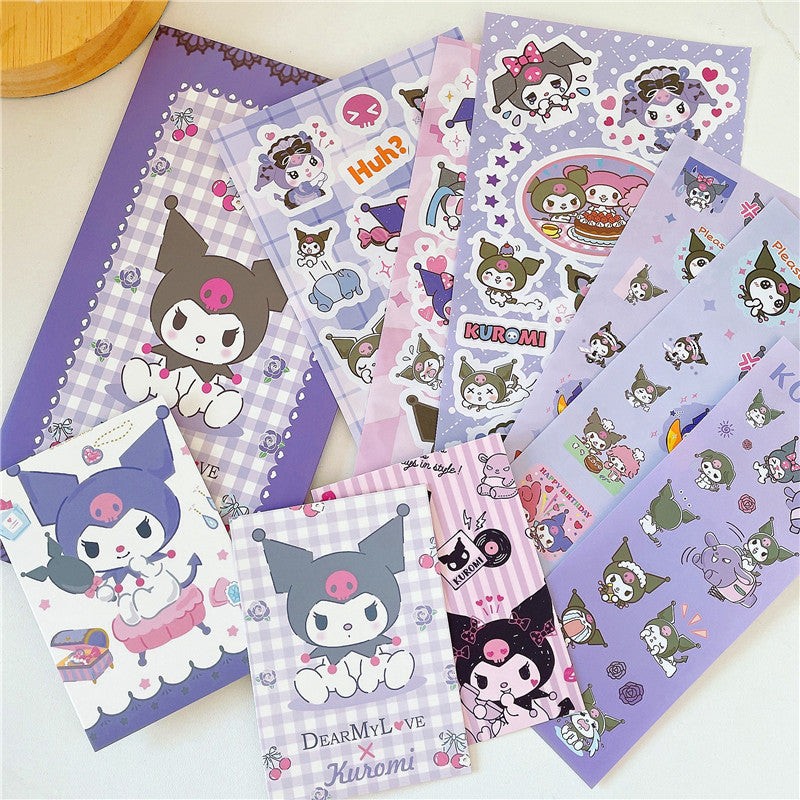 Sanrio Envelope Packaging Stickers Kuromi Melody Cinnamorll Stickers Handbook Decoration DIY Sticker