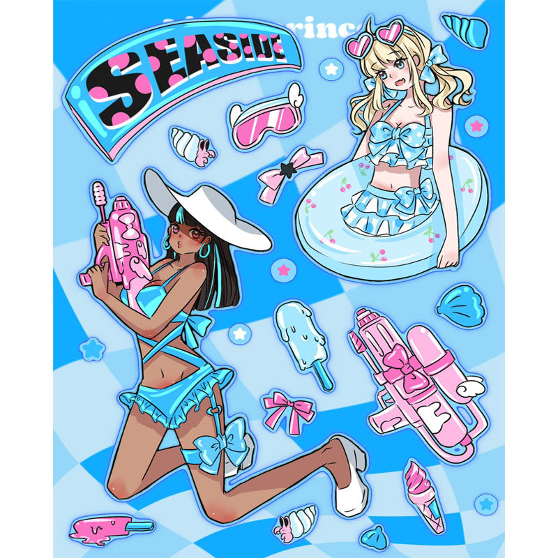 Black-Skinned Hot Girl Goo Card Small Card Character Stickers Hand Account Phone Case DIY Stickers