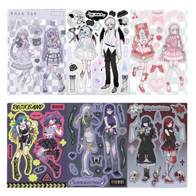 Girl Combination Stickers Hand Account DIY Phone Case Stickers Laptop Decoration Bottom Material