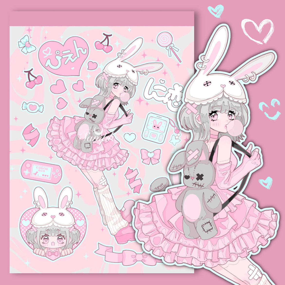 Sweet Asian Style Goo Card Character Sticker Character DIY phone Case hand account girl sticker