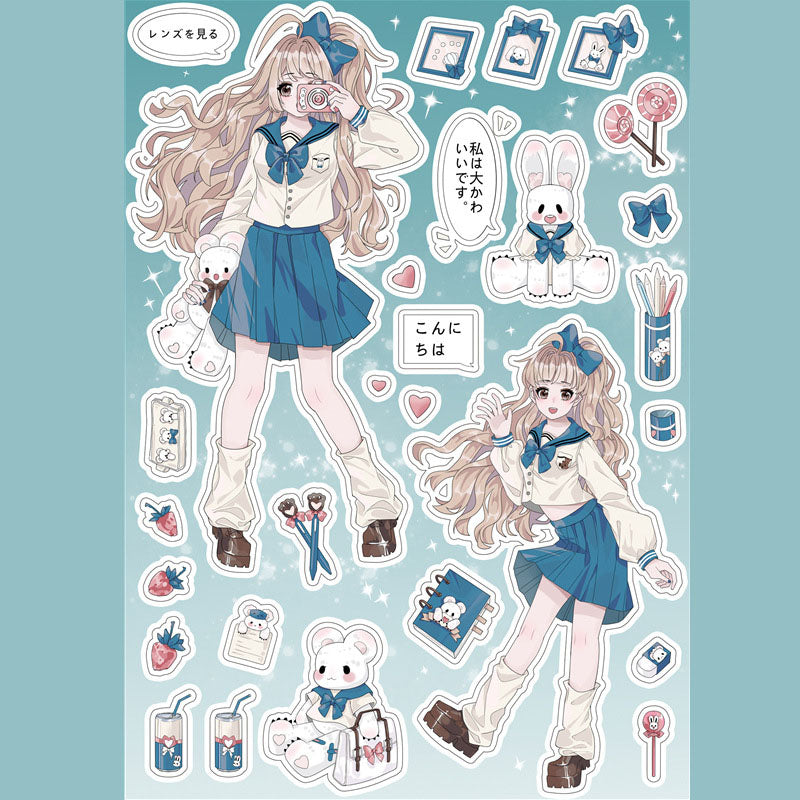 Lamb Ranch vitality Jks Jk Seifuku Series Cute Sweet Girl Character Goo Card DIY Phone Case Hand Account Sticker