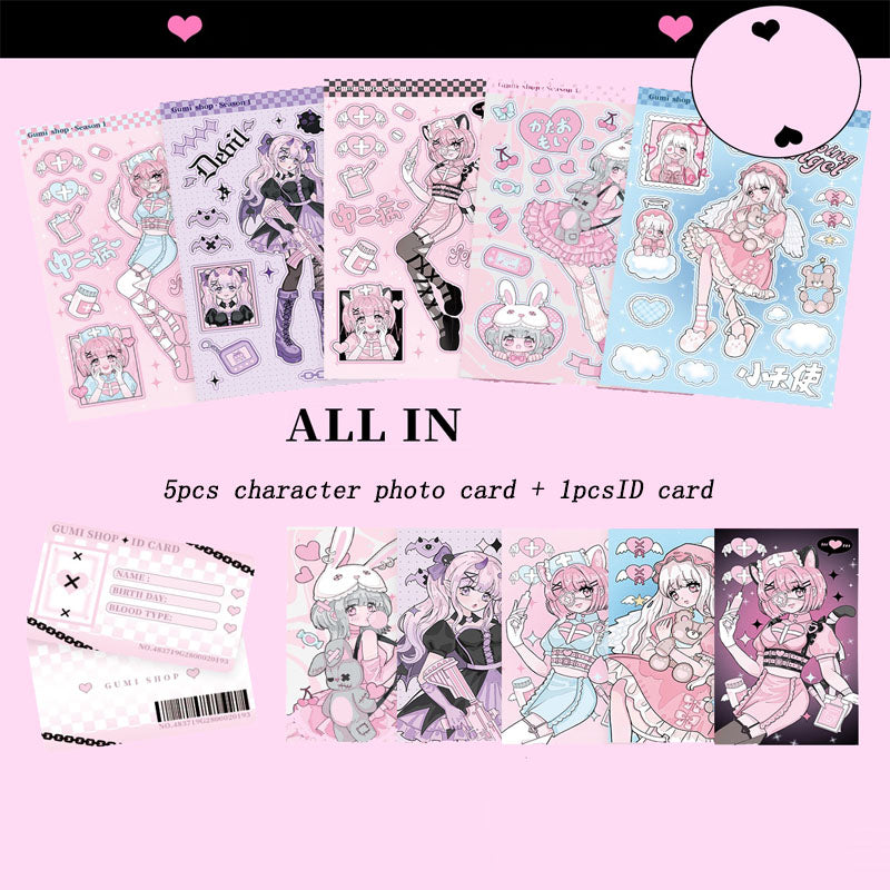 Sweet Asian Style Goo Card Character Sticker Character DIY phone Case hand account girl sticker