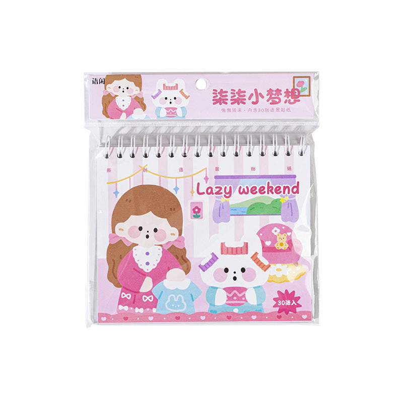 Creative Landscaping Sticker Book Cartoon Girl Heart Pocket Decoration Stickers