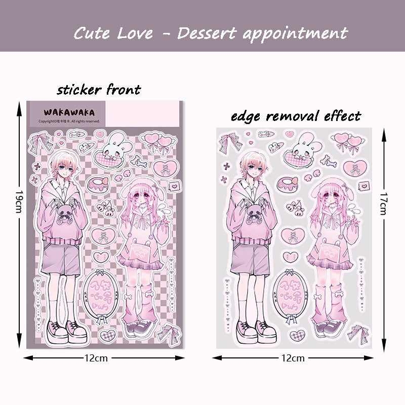 Cute Love Series Cartoon Cute Handbook Stickers Girly Pattern Handbook DIY Material Stickers