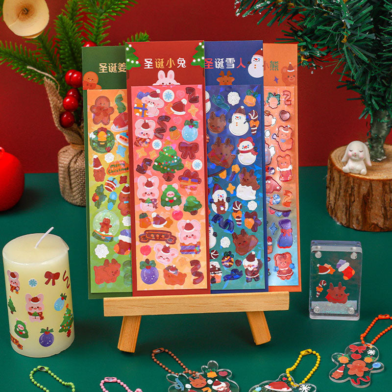 Christmas Sticker Set Christmas Themed Laser Decoration Stickers Hand Account Keychain DIY Stickers