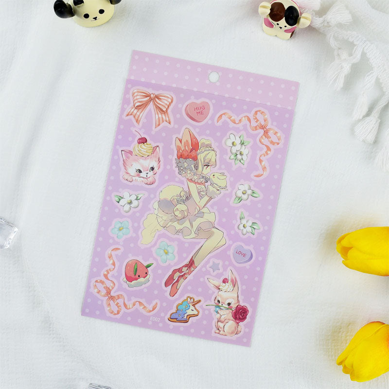 Fantasy Girl Series Stickers DIY Keychain Plate Stickers Cartoon Hand Account Small Card Album Decoration Set