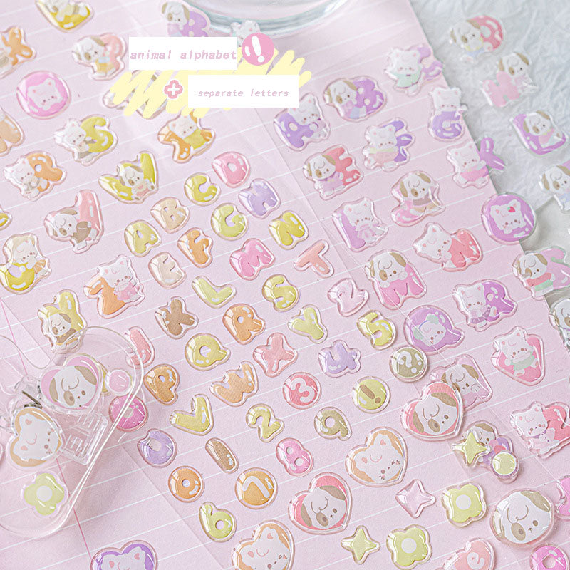 RosyPosy Jelly Letter Stickers TuTu&Byebye Series Cute Style DIY Hand Account Phone Case Material Stickers 4 Types