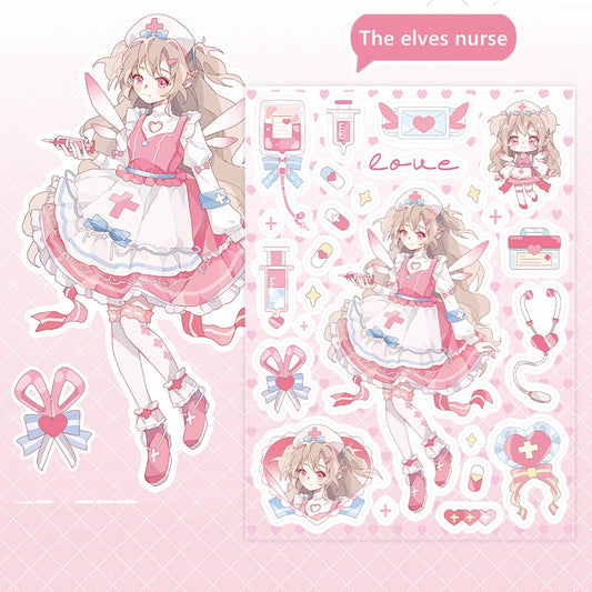 Infeel.Me Stickers Flower Angel series Cartoon Sweet Cool Girl DIY Handmade Phonecase Decorative Stickers