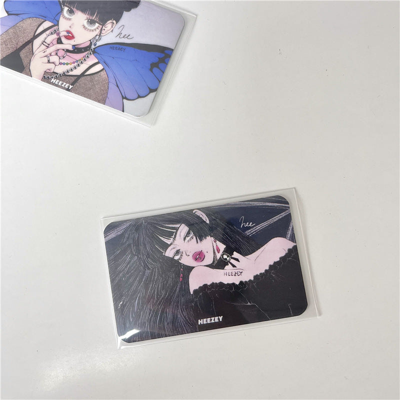 3-Inch Rounded Retro Spicy Dark Style Girl 3-Inch Small Card Hand Account Material Card Business Card