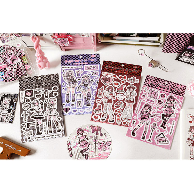 Matte Membrane Goo Card Sticker Little Witch Sweetheart Series Cartoon Sweet And Cool Girl Hand Account Material