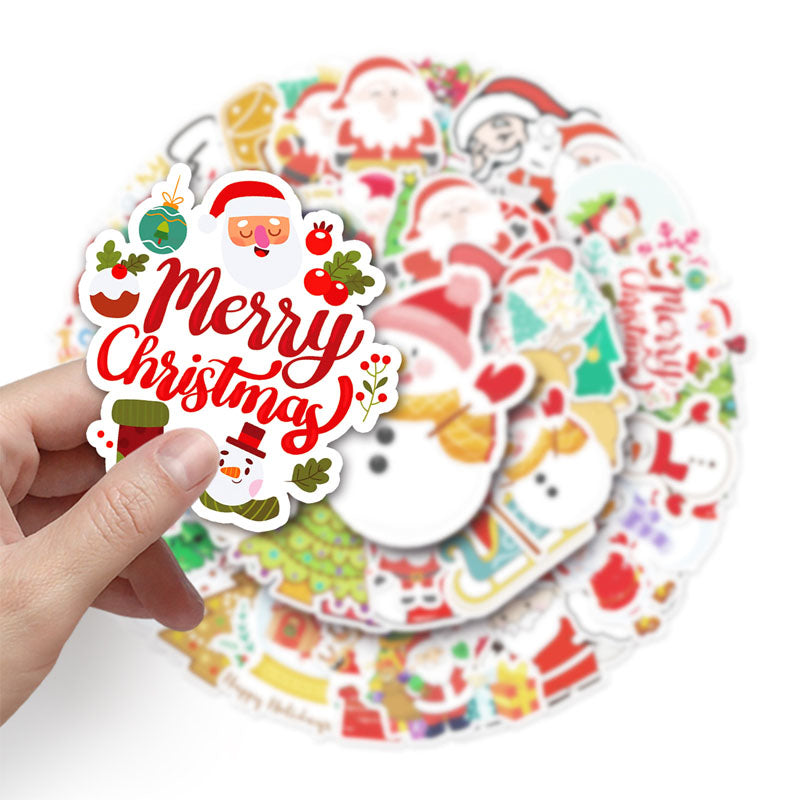 50pcs Christmas Graffiti Stickers Cartoon Holiday Stickers DIY Phone Case Laptop Stickers Waterproof