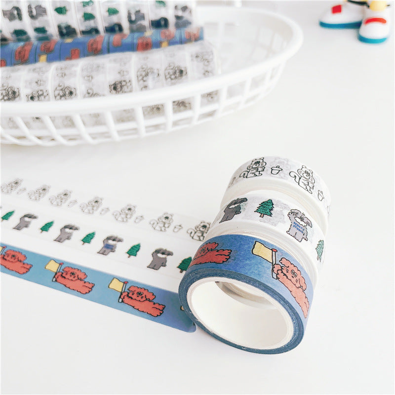 Black and White Grid English Hand-Painted Style and Paper Tape Decorative Stickers DIY Hand Account Material Stickers