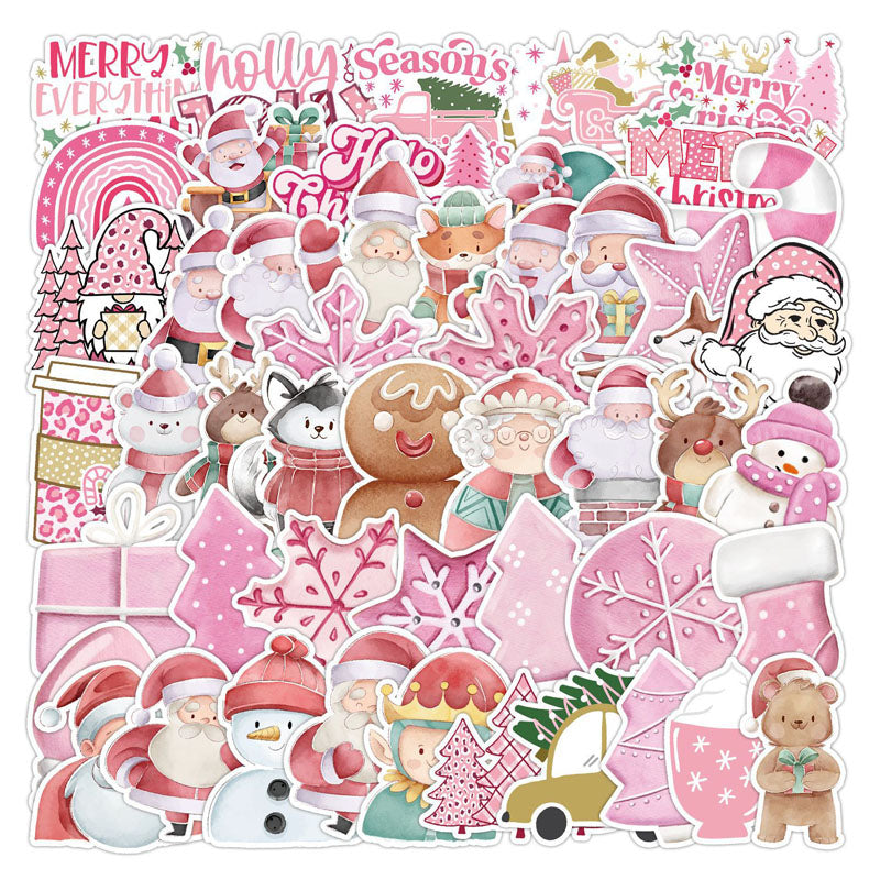 50pcs/100pcs Christmas Graffiti Stickers Holiday Party Hand Account DIY Phone Case Stickers Waterproof