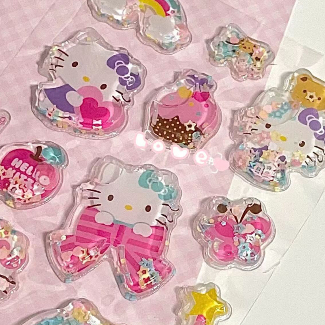 DIY Sanrio Shake Water Stickers 3D Three-dimensional Decorative Bubble Stickers Hello Kitty