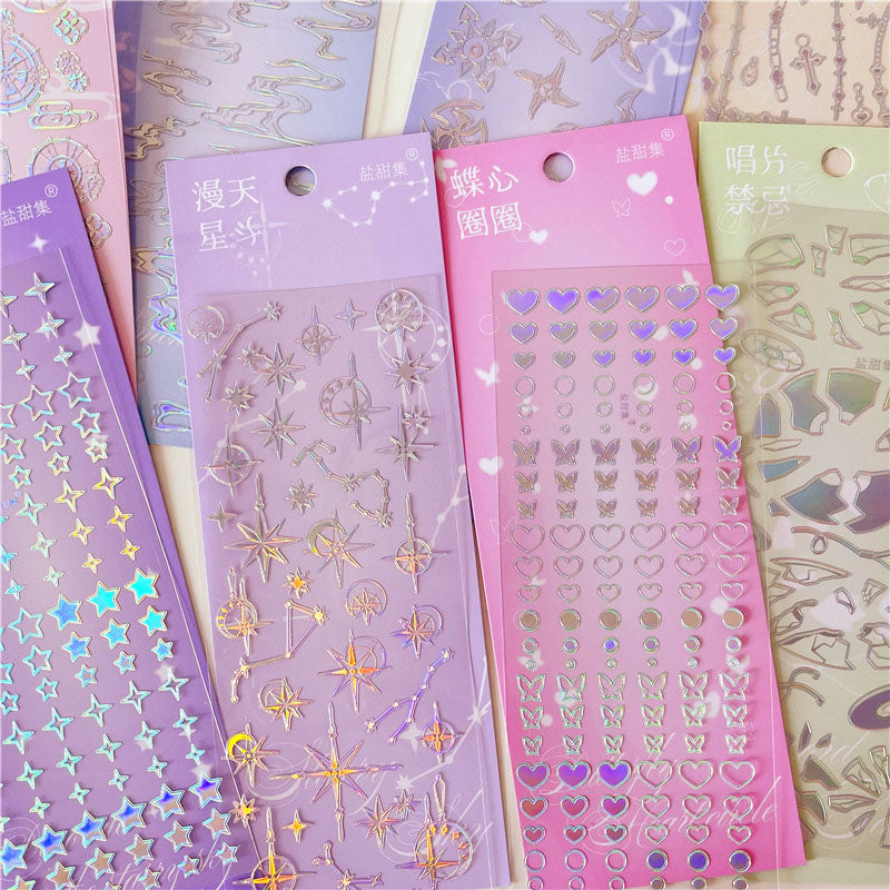 Galaxy Taboo Series Silver Pressed Stickers 3D Hand Account Phone Case Collage Decoration Material Stickers