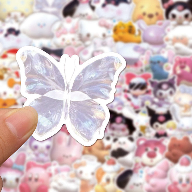 51pcs 3D Sanrio Stickers Cute Kulomi Cinnamorll Melody Kitty Cat Hand Account Waterproof