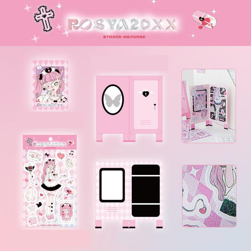 RosyPosy Stickers ROSYA 20xx Series Cartoon Girl With DIY Hand Account Key Chain Plate Decoration Stickers 4 Styles
