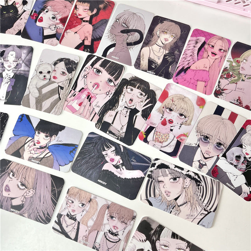 3-Inch Rounded Retro Spicy Dark Style Girl 3-Inch Small Card Hand Account Material Card Business Card