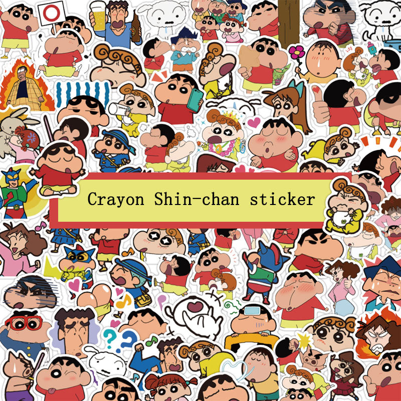 60pcs Cute Anime Cartoon Crayon Shin-chan Decoration Phone Case Water Cup Waterproof Hand Account Sticker Cartoon Sticker