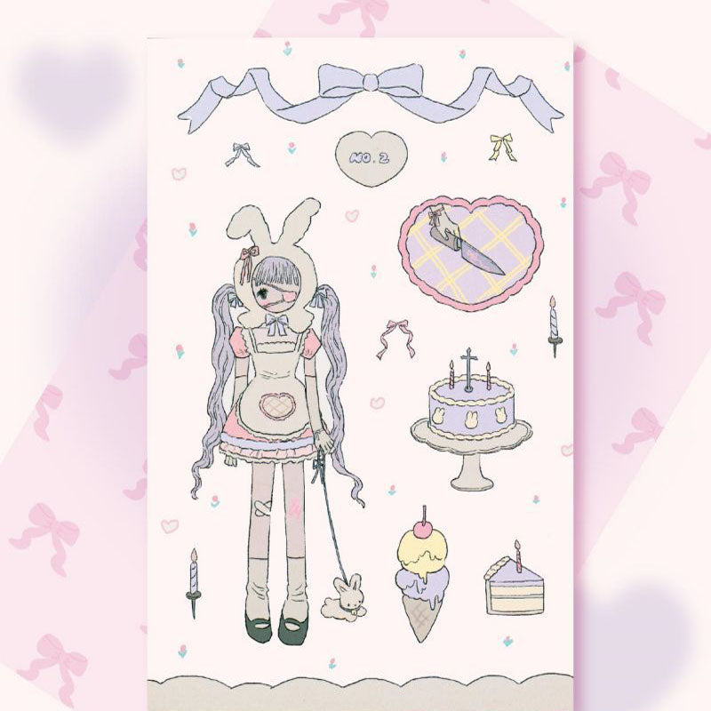 Milky Hearts Sticker Book Inner Page Low Saturation Sweet Sick Sweet Girl Character Decoration Sticker DIY Keychain Plate Hand Account Phone Case Sticker