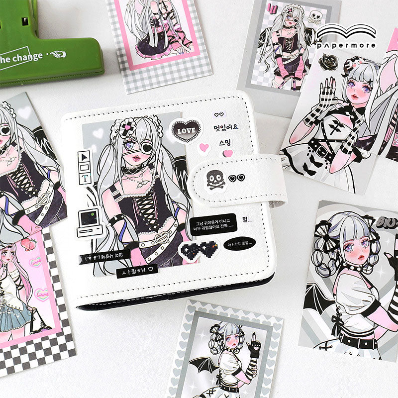 Matte Membrane Small Card Electric Song Girl Series Sweet Cool Cartoon Girl DIY Handbook Phone Case Material Card 4 Models