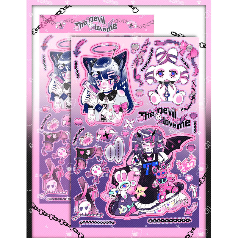 Killer Girl Barbie Girl Love Membrane Sweet Asian Style Decorative Stickers DIY Hand Account Phone Case Small Card Stickers