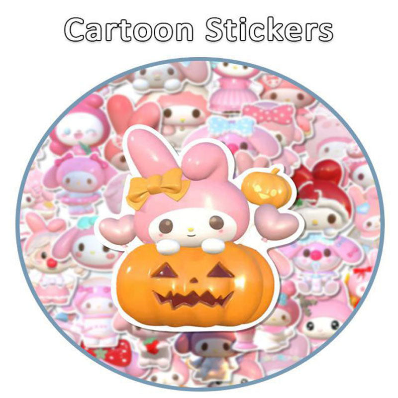 50pcs Sanrio Festival Christmas 3D Avatar Decoration Sticker Cute Cool Kuromi Melody Sticker Waterproof