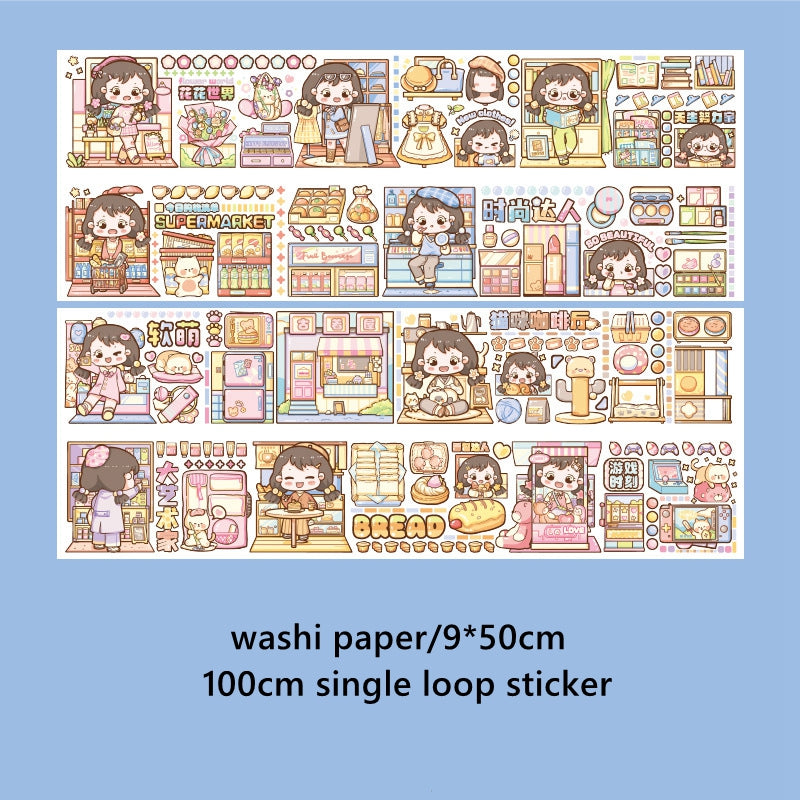 Cute Cartoon Character Stickers DIY Hand Account Landscaping Collage Tape