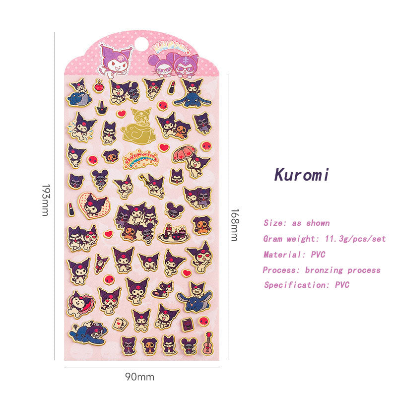 Cute Pet Family Sanrio Character Cartoon Bronzing Cute Wind Waterproof Sticker Decoration Cinnamoroll Hand Account Material Sticker