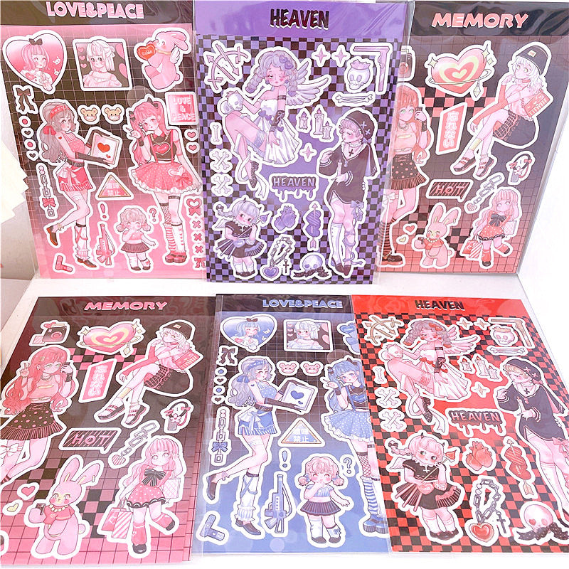 Girl Heart Cartoon Decoration Hand Account Phone Case Decoration Sticker DIY Handmade High-Value Heartbeat Signal Sticker