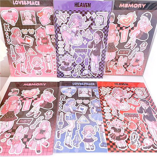 Girl Heart Cartoon Decoration Hand Account Phone Case Decoration Sticker DIY Handmade High-Value Heartbeat Signal Sticker