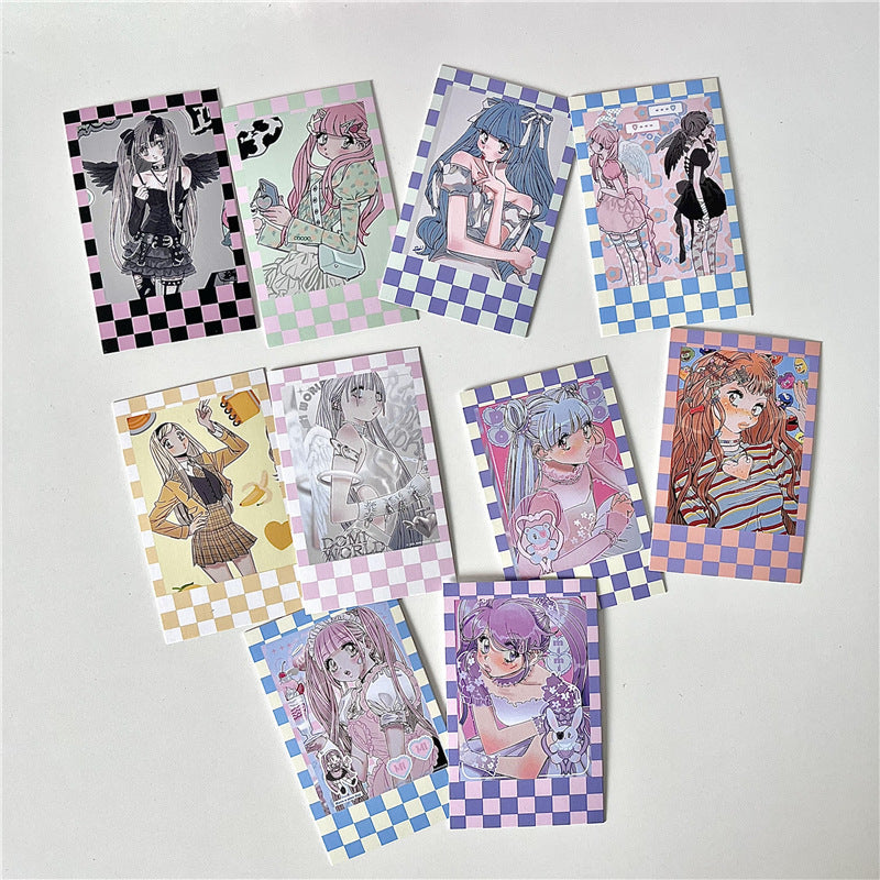 Character Cartoon Style 3 Inch 4 Inch Sweet and Cool Girl Heart Dress Up Decoration Small Card Hand Account Material Small Fresh Card