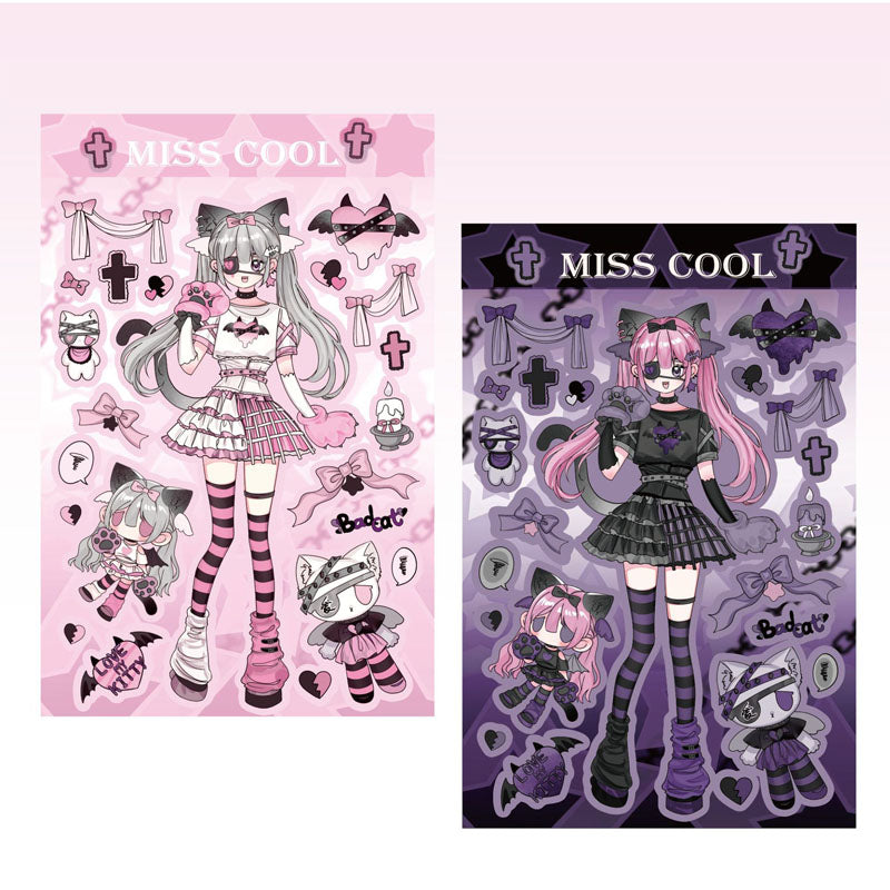 Sweet Asian Style Stickers Comic Style Y2K Characters DIY Hand Account Stickers Water Cup Phone Case Waterproof Decorative Stickers